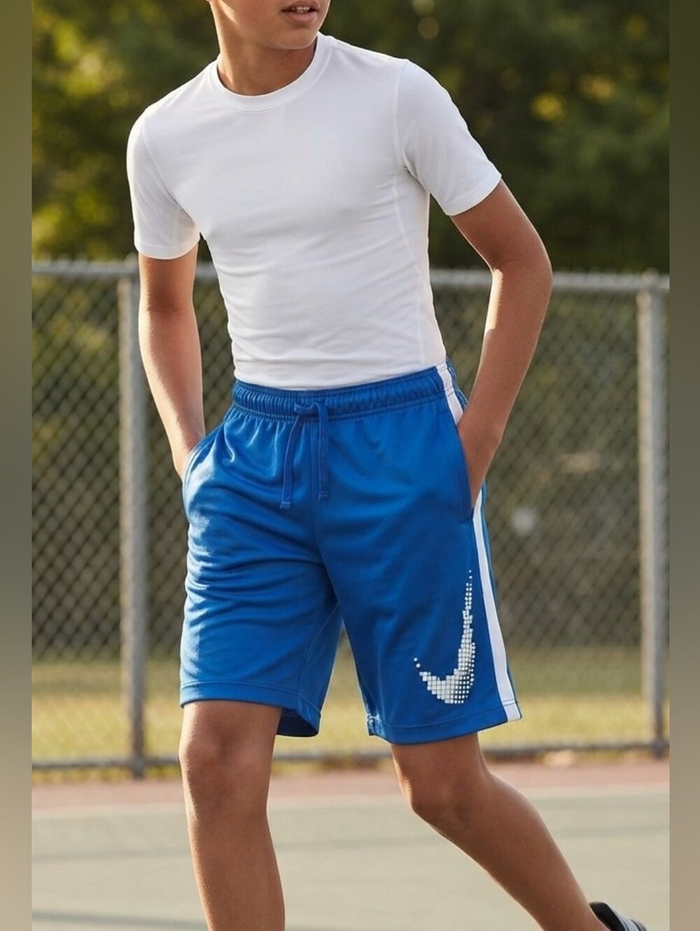Nike Dri-FIT Boys Athletic Shorts XL Blue Performance Gym Basketball Running EUC